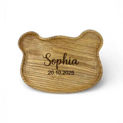 Handcrafted bear shaped wooden serving tray with custom name engraving available on request for you.