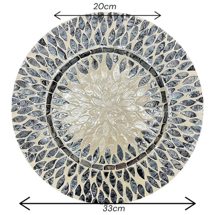 size Mother of Pearl Inlay with Black and White Pattern Charger Plate by Lotushandcrafts. 