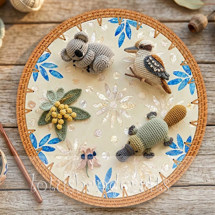 Round Mother of Pearl Rattan Pearl Blossom Blue Leaf Charger Plate Placemat by Lotushandcrafts.