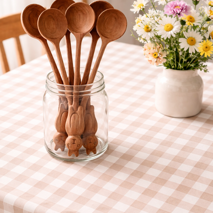 Handcrafted bunny handle wooden spoon is a cute decor piece for charming kitchens and homes.