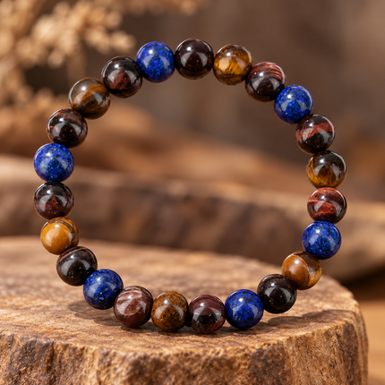 Lapis Lazuli & Tiger’s Eye Bracelet approx 18–18.5 cm
