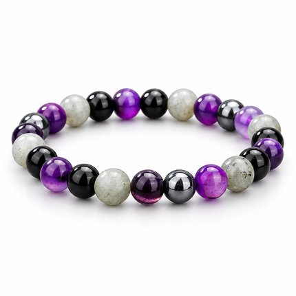 Amethyst & Moonstone Natural Stone Bracelet approx 18–18.5 cm
