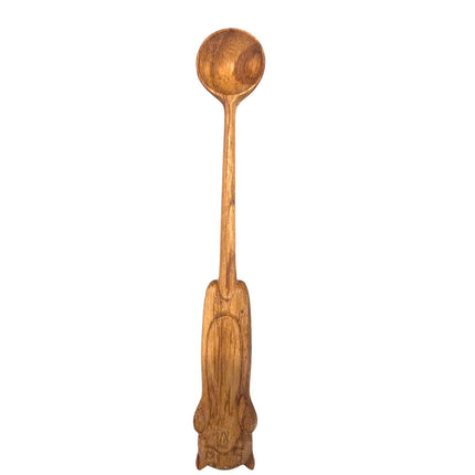 Handcrafted wooden spoon with a cute cat handle for everyday kitchen use.