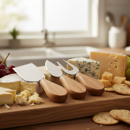 Cheese Knife Set With Wooden Handles (Pack of 3)