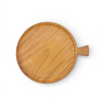 This cute small round ashwood serving tray with a handle is perfect for daily use.