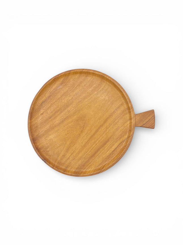 This cute small round ashwood serving tray with a handle is perfect for daily use.