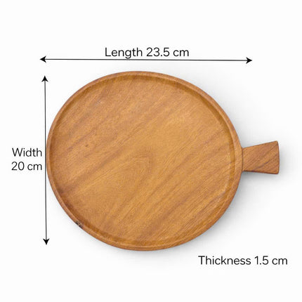 The convenient size makes this small round ashwood serving tray with a handle perfectly versatile.