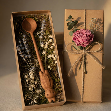 Bunny handle wooden spoon makes a cute and charming gift for kitchen lovers and collectors.