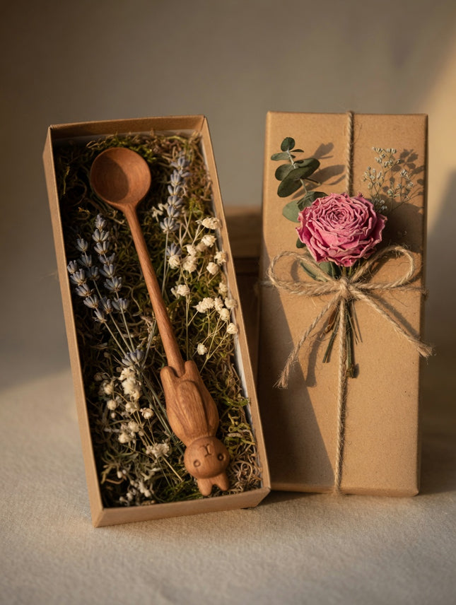 Bunny handle wooden spoon makes a cute and charming gift for kitchen lovers and collectors.