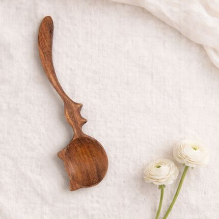 Handcrafted cat shaped wooden spoon is a cute and charming kitchen accessory for daily use.