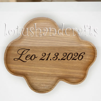 Durable ash wood cloud shape plate for serving snacks, desserts, coffee, and home decor.