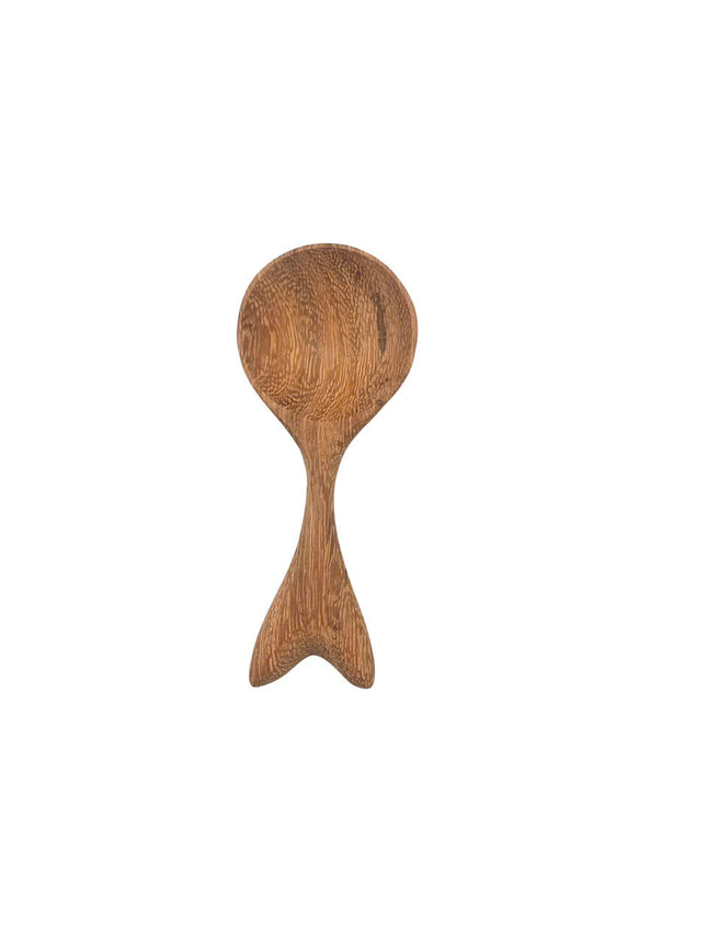 Handmade fishtail shaped small wooden spoon is cute and perfect for everyday kitchen use tasks.