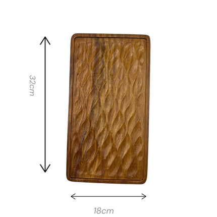 Flowing wave wooden serving tray board in a cute and practical size for everyday use.