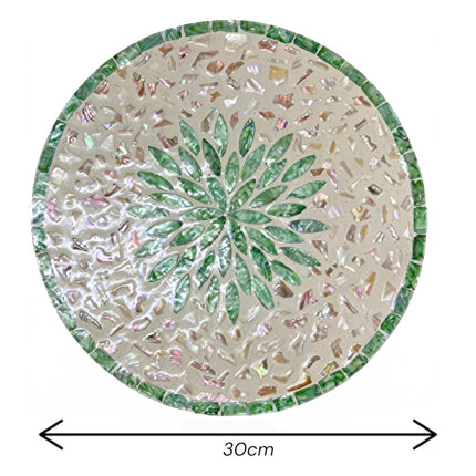 handmade Green Leaf Mother of Pearl Round Placemat by Lotushandcrafts.
