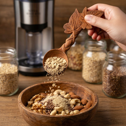 Cute ivy leaf hand carved wooden spoon is safe for users and everyday kitchen use.