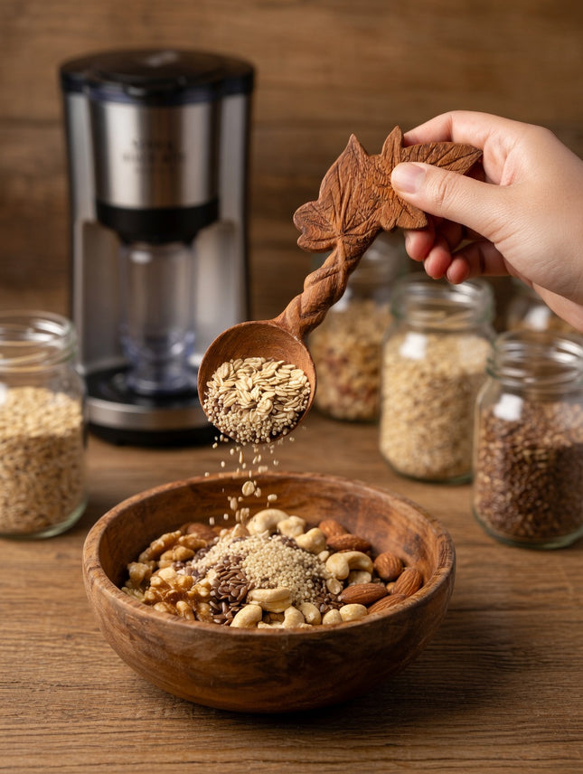 Cute ivy leaf hand carved wooden spoon is safe for users and everyday kitchen use.