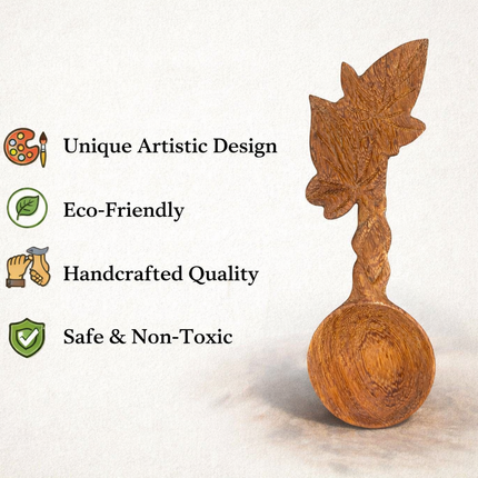 Cute ivy leaf hand carved wooden spoon is easy to clean and maintain daily.