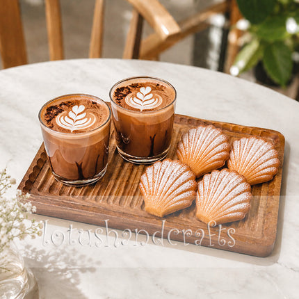 Large wavy redwood serving tray displayed in a beautiful flatlay for rustic home dining decor.