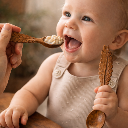 Hand carved leaf shaped wooden spoon is safe for users and made from natural materials for everyday cooking use.