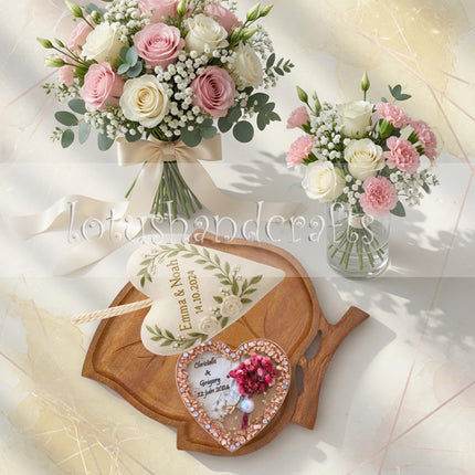 Redwood leaf shaped serving tray styled in a cozy flatlay with warm natural decor accents.