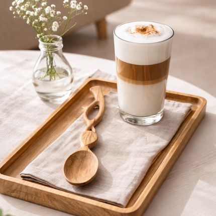 Handcrafted leaf handle wooden spoon offers natural safety and a smooth, elegant cooking experience.