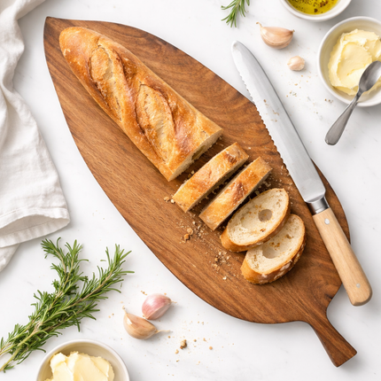 Handcrafted leafcraft wooden serving board is safe for users and designed for everyday use.