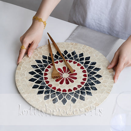 Luxury Mother Of Pearl Lacquer Wall placemat Mandala by Lotushandcrafts.
