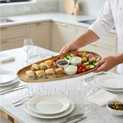 Cute ashwood oval serving platter and tray that is elegant, versatile, and easy to clean.