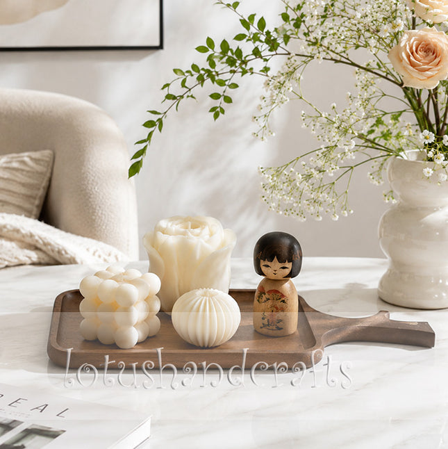 Rectangular redwood serving tray with handles for elegant home decor and everyday serving.