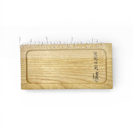 Everyday rectangular wooden serving tray with custom engraving for coffee, snacks, decor, and thoughtful gifting.