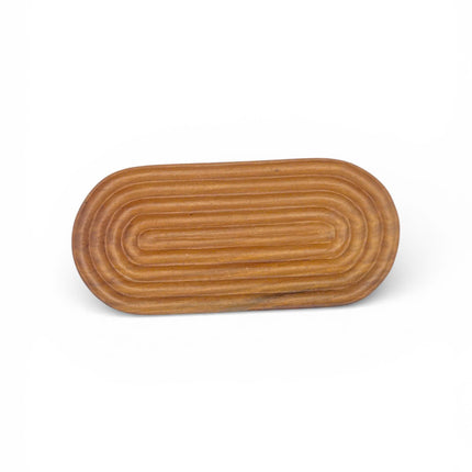 Cute ripple oval wooden serving tray for coffee, snacks, and warm minimalist home decor moments.