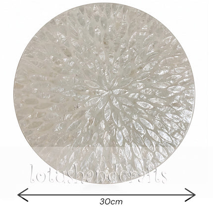 handmade Round White Mother of Pearl Shell Inlay Placemat by Lotushandcrafts.