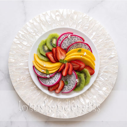 cute Round White Mother of Pearl Shell Inlay Placemat.