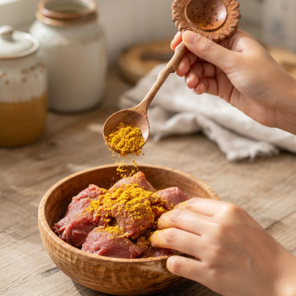 Sunflower wooden slotted duo spoon for seasoning marinating scooping and everyday kitchen use.