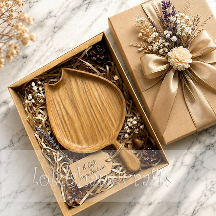 Cute Tulip Bud Ashwood Serving Tray with Handle for thoughtful gifts and elegant home dining.