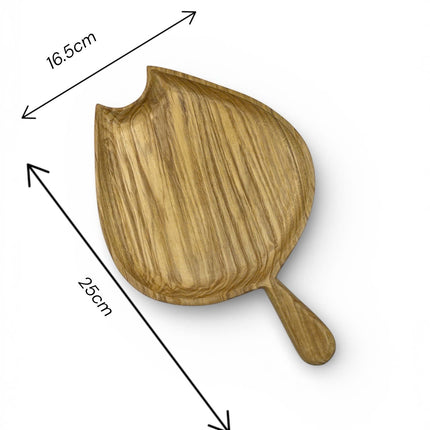 Cute tulip bud ashwood serving tray with handle in a charming handcrafted natural wood design.