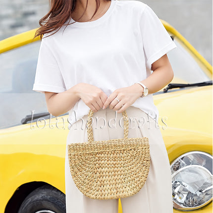 Handmade cute petite water hyacinth woven tote bag.