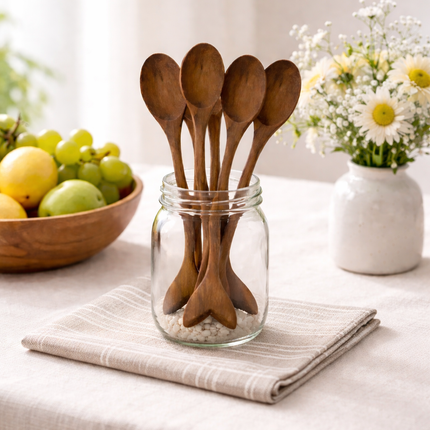 Handcrafted wooden whale tail spice spoon is beautifully designed, durable, and easy to clean daily.