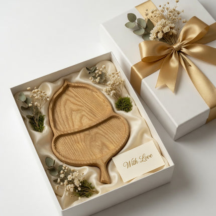 Handcrafted wooden acorn serving tray makes a perfect gift for any special occasion.