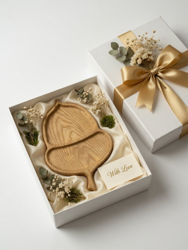 Handcrafted wooden acorn serving tray makes a perfect gift for any special occasion.
