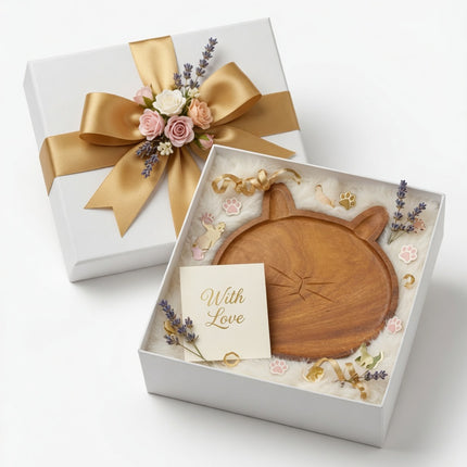 Handcrafted wooden cat shaped plate, a thoughtful and charming gift for everyday use.