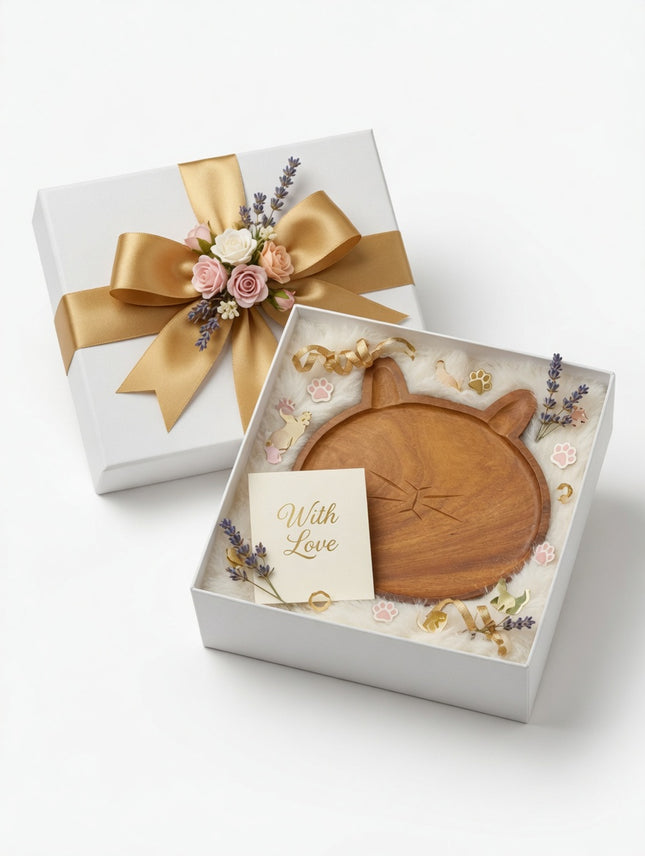 Handcrafted wooden cat shaped plate, a thoughtful and charming gift for everyday use.
