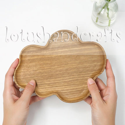 Ash wood cloud shape plate for serving snacks, coffee, desserts, and decorating cozy living spaces.