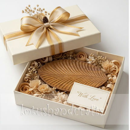Handcarved redwood leaf serving platter for coffee, desserts, home decor, and thoughtful handmade gifts.