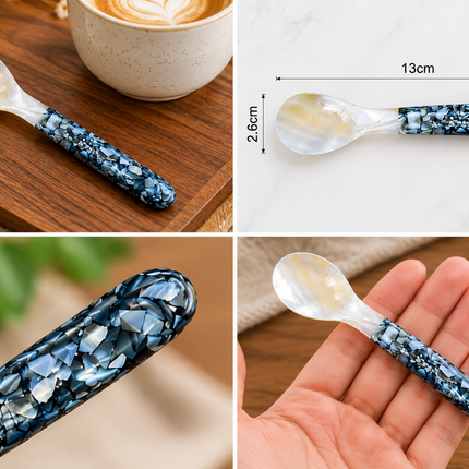 Mother of Pearl Spoon with Dark Mosaic Handle 13 cm
