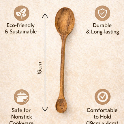 Handcrafted wooden dual tasting spoon in handmade design, perfect size for cooking, serving, and elegant kitchen use.