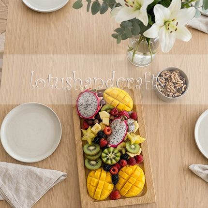 Everyday rectangular wooden tray for coffee serving, snack plating, and cozy minimalist home decor.