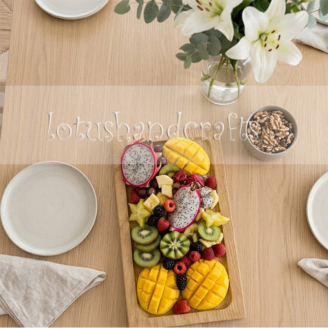 Everyday rectangular wooden tray for coffee serving, snack plating, and cozy minimalist home decor.