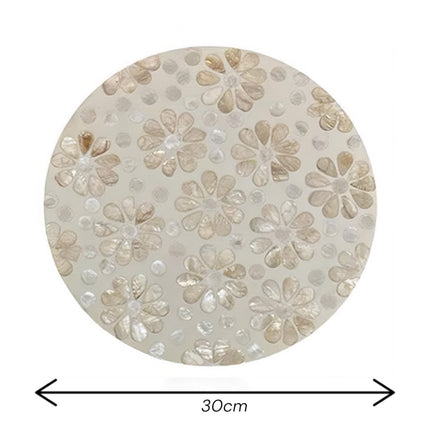 Handcrafts Round Floral Petal Mother of Pearl Inlay Placemat by Lotushandcrafts.
