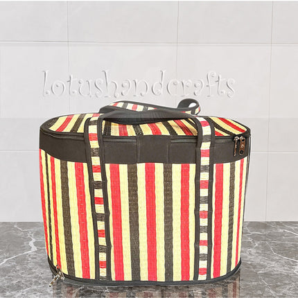 Handwoven foldable seagrass storage basket with lid and zipper for versatile home storage.